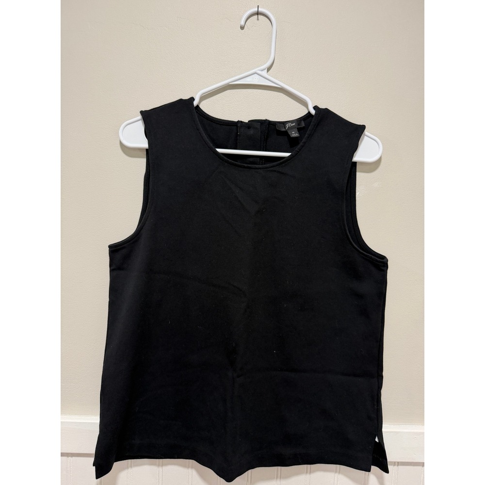 J. Crew Tank Blouse Sparkle Buttons V-Neck Black Women Size Medium